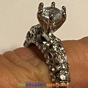 Women's Silver Princess Cut Diamond Ring